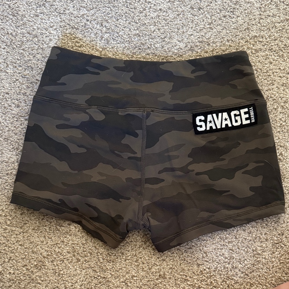 Savage Barbell Women's Camo Athletic Shorts - Green